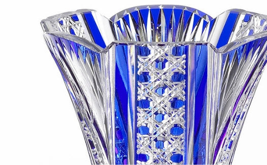 Blue Edo Kiriko vase by KAGAMI