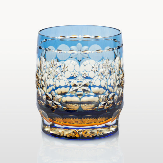 [ROCKS GLASS] WHISKEY GLASS KASANEIROME TAMAMAI (JUGGLING BALLS) | EDO KIRIKO | KAGAMI CRYSTAL