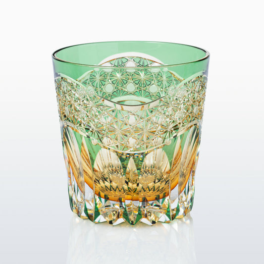 [ROCKS GLASS] WHISKEY GLASS KASANEIROME GYOKO (MORNING LIGHT) | EDO KIRIKO | KAGAMI CRYSTAL
