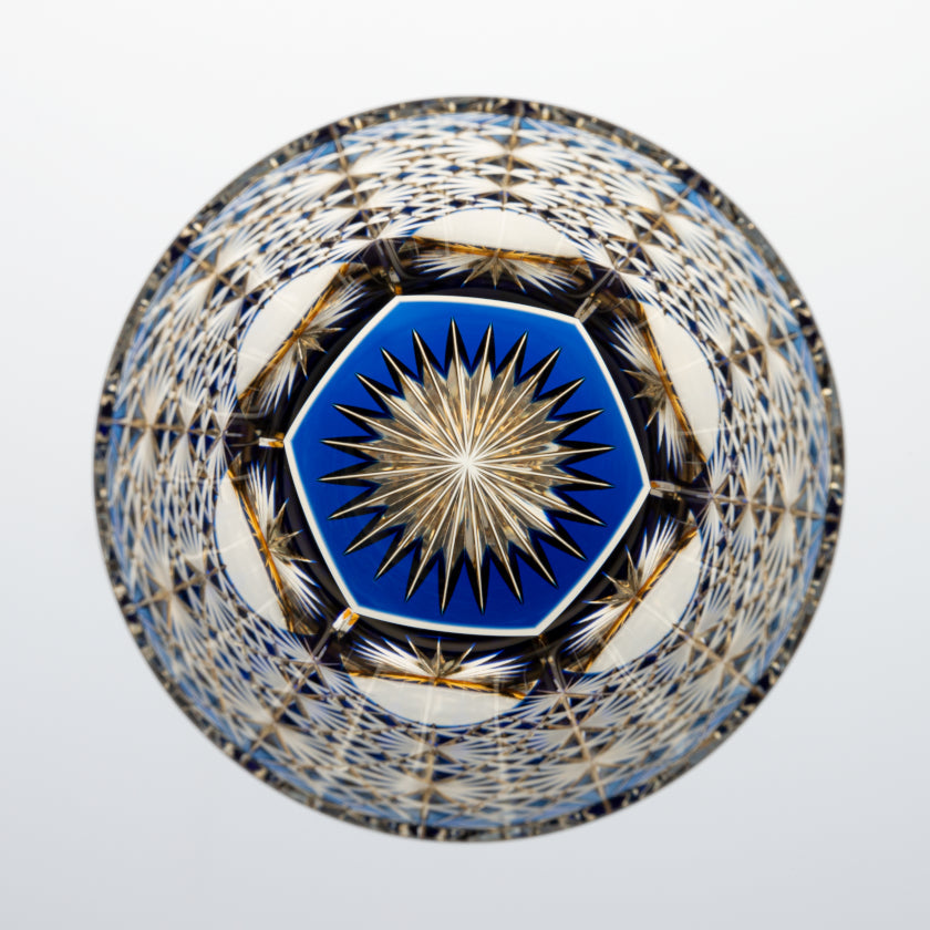 [ROCKS GLASS] WHISKEY GLASS KASANEIROME OGIKU (CHRYSANTHEMUM IN ABUNDANCE) | EDO KIRIKO | KAGAMI CRYSTAL