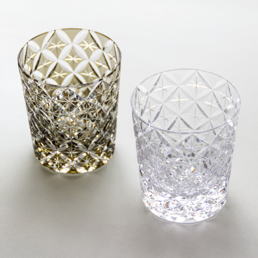 [ROCKS GLASS] WHISKEY GLASS CIRCLE MESH BLACK BY SATOSHI NABETANI MASTER OF TRADITIONAL CRAFTS | EDO KIRIKO | KAGAMI CRYSTAL