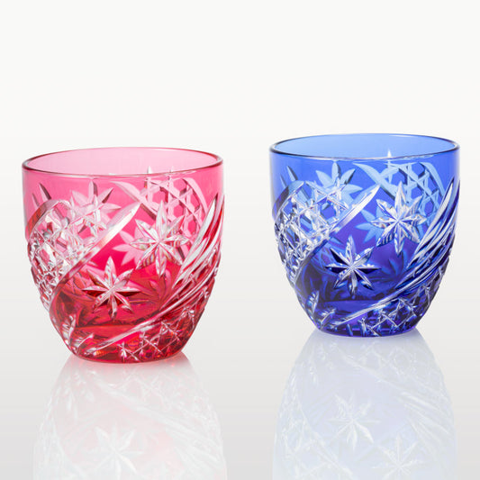 [SAKE CUP] PAIR OF SAKE CUPS SEIBO (STARRY SKY) | EDO KIRIKO | KAGAMI CRYSTAL