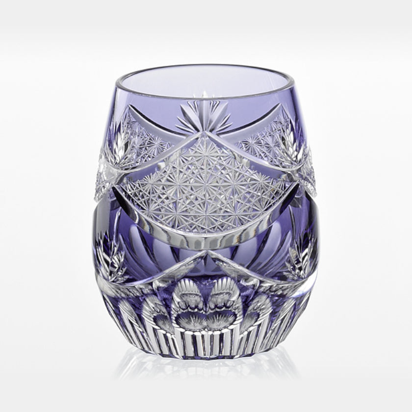 [ROCKS GLASS] WHISKEY GLASS EVENING LULL (PURPLE) BY JUNICHI NABETANI, MASTER OF TRADITIONAL CRAFTS | EDO KIRIKO | KAGAMI CRYSTAL