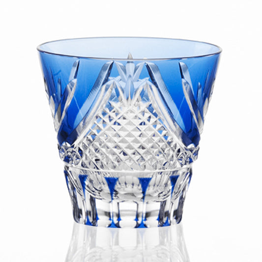 [SAKE CUP] FUJI (BLUE) | EDO KIRIKO | KAGAMI CRYSTAL