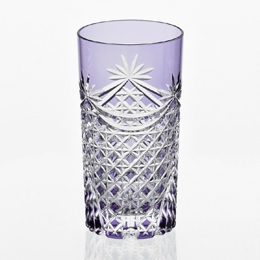 [GLASS] TUMBLER DRAPE & TETRAGONAL BASKET WEAVE (PURPLE) | EDO KIRIKO | KAGAMI CRYSTAL