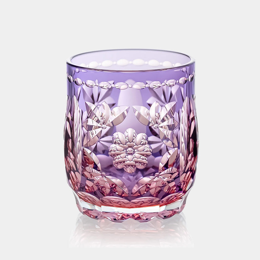 [ROCKS GLASS] HANA TEMARI BY HIDEAKI SHINOZAKI, MASTER OF TRADITIONAL CRAFTS | EDO KIRIKO | KAGAMI CRYSTAL
